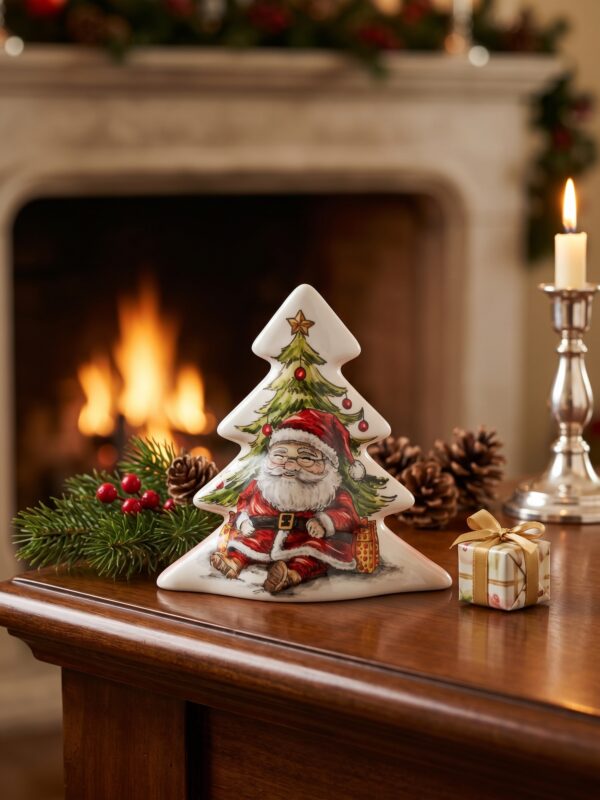 Albero decorativo in ceramica con Babbo Natale