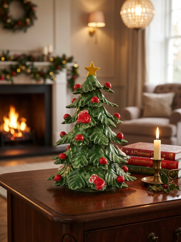 Albero di Natale in ceramica con decorazioni