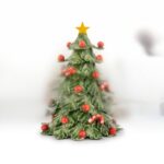 Albero di Natale in ceramica con decori rossi
