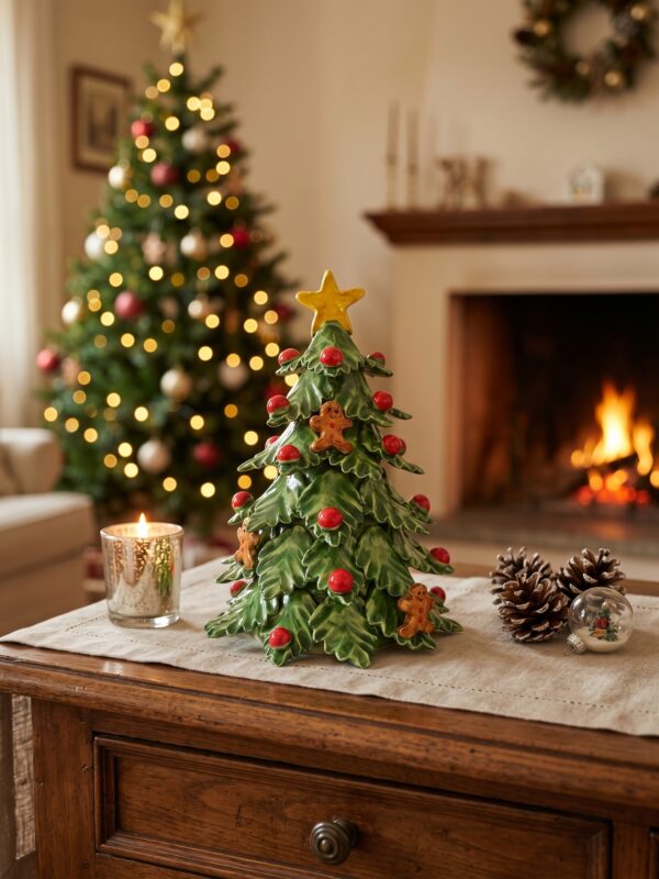 Albero di Natale in ceramica con omini di pan di zenzero