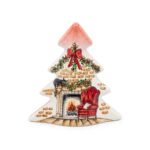 Albero in ceramica con camino natalizio