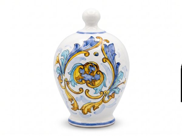 Barattolo in Ceramica Decorato a Mano con Coperchio