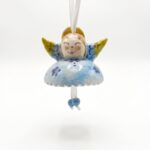 Campanella Angelo in Ceramica Azzurro da Appendere