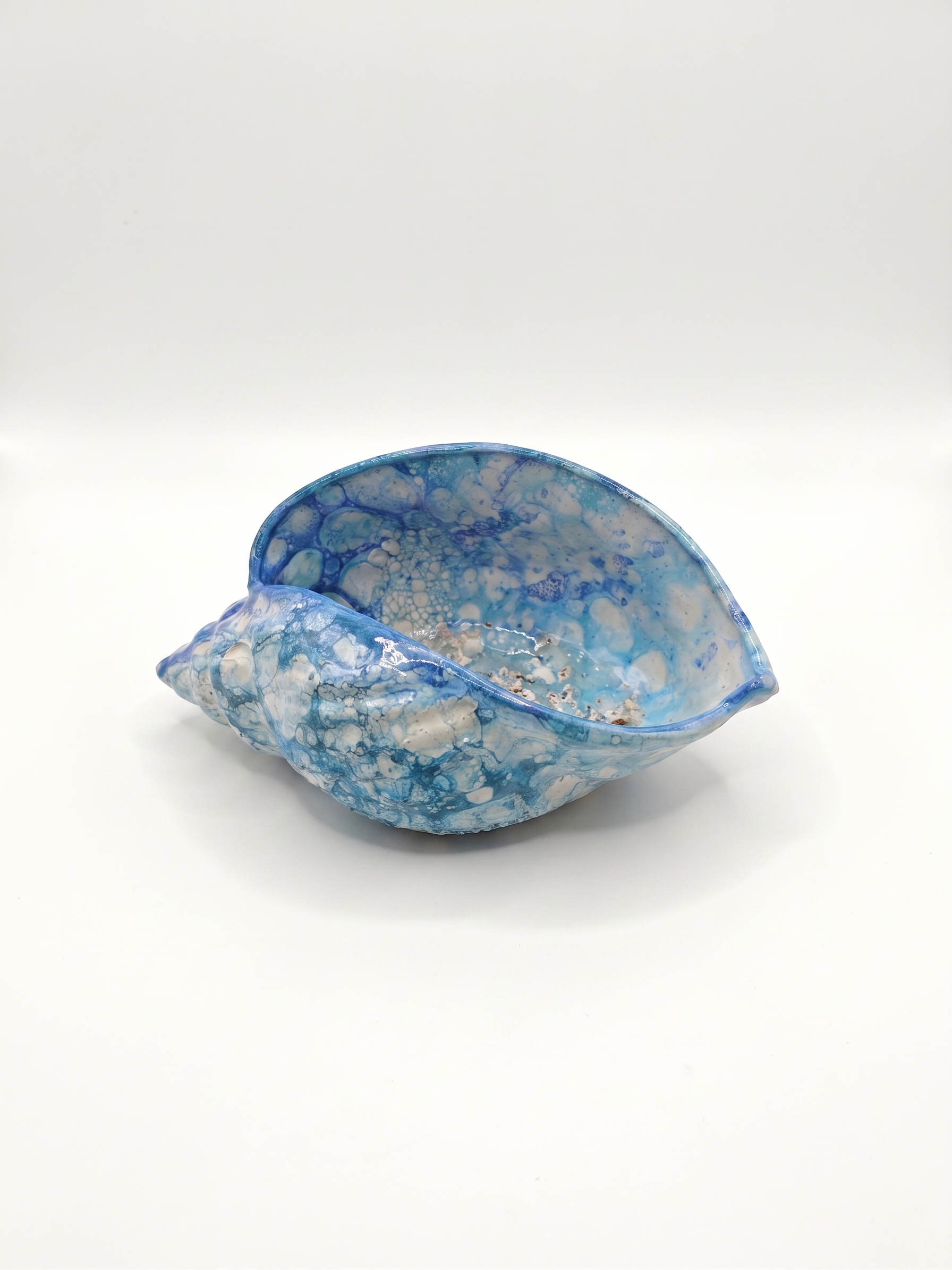 Conchiglia in Ceramica Artistica Blu Svuotatasche