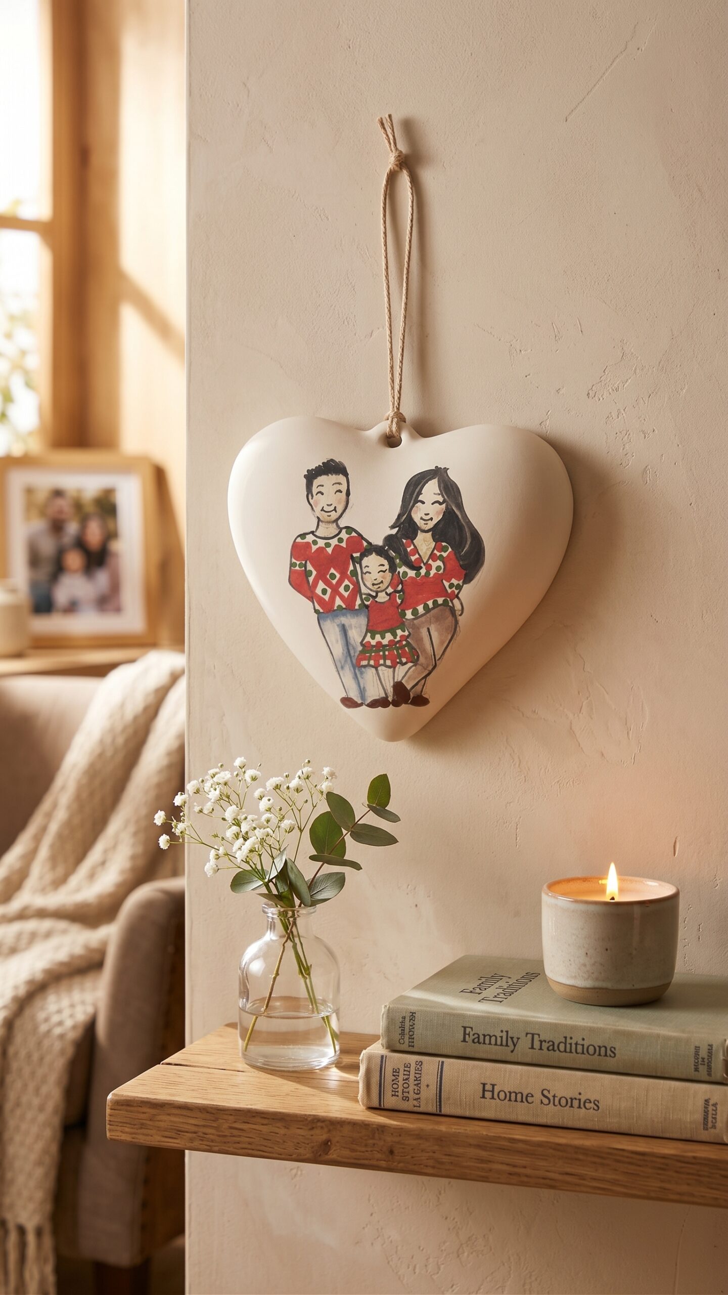 Cuore in ceramica con ritratto di famiglia Cuore in ceramica con ritratto di famiglia