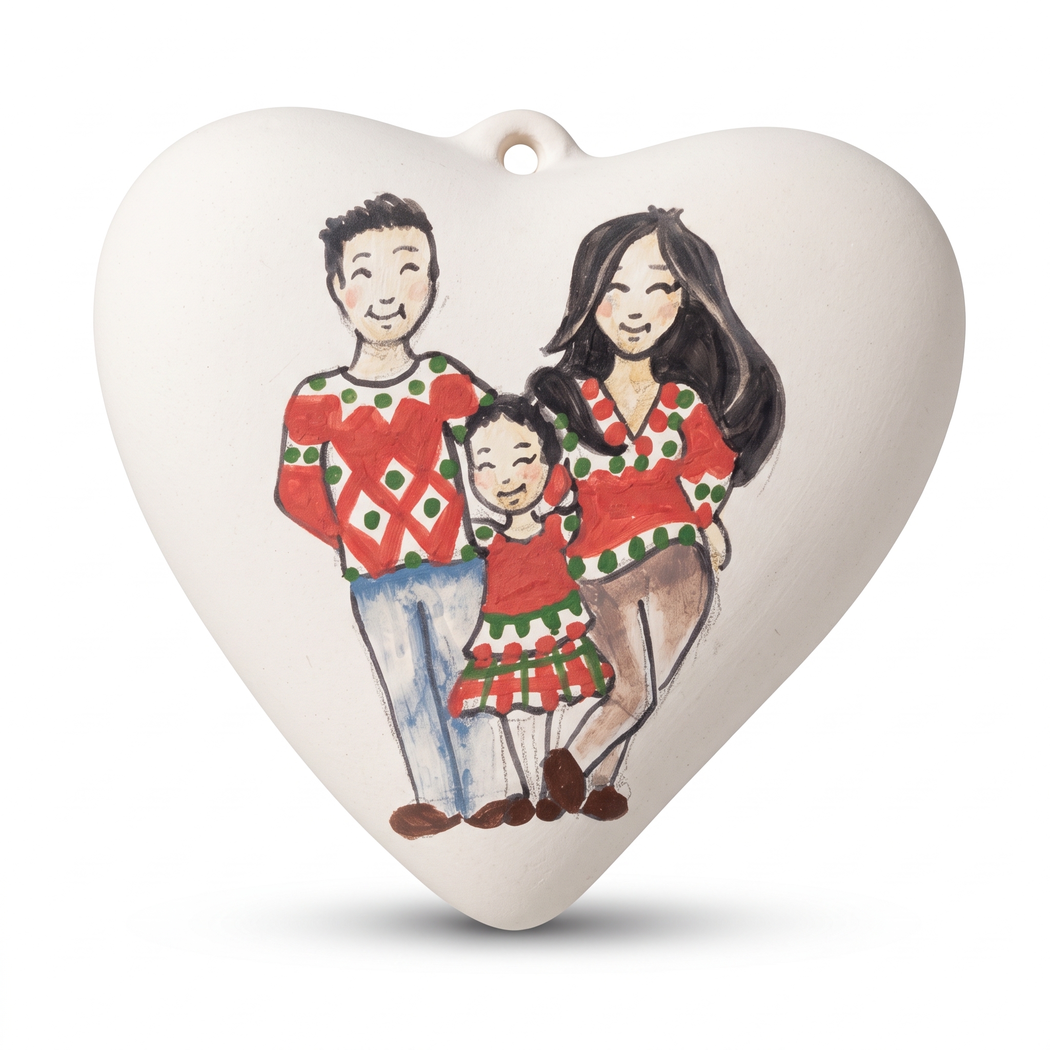 Cuore in ceramica con ritratto di famiglia Cuore in ceramica con ritratto di famiglia