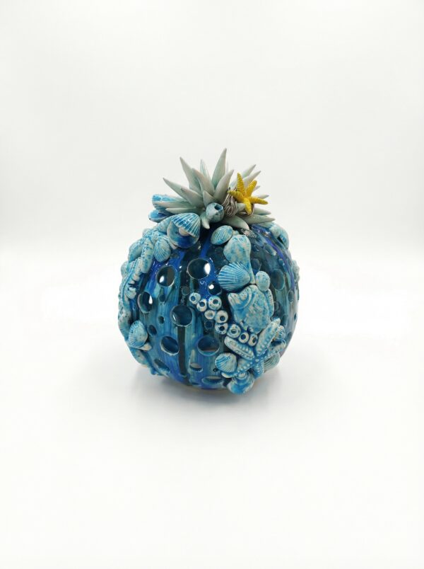 Lampada Pumo Marino Blu in Ceramica con Conchiglie