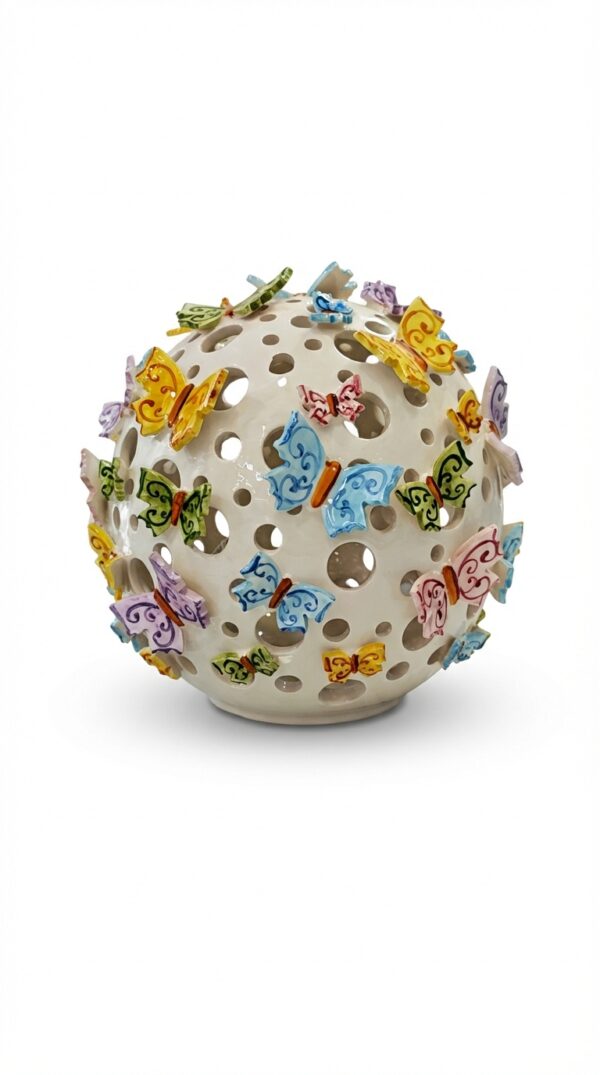 Lampada Sfera Traforata Farfalle Colorate