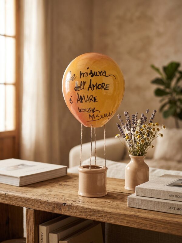 Mongolfiera in Ceramica con Frase d'Amore - Arredo Casa