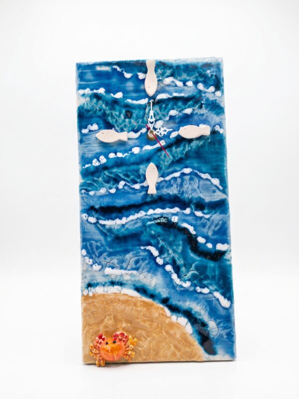 Orologio da Parete in Ceramica a Tema Marino con Granchio