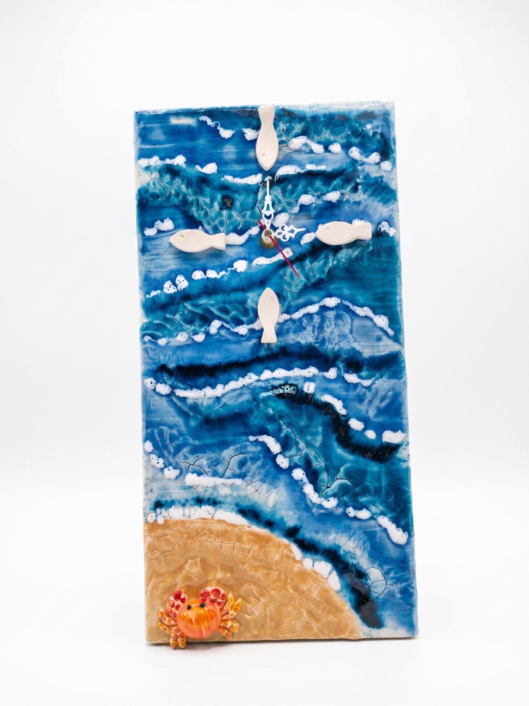 Orologio da Parete in Ceramica a Tema Marino con Granchio