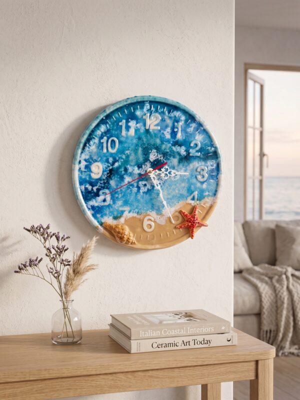 Orologio da Parete in Ceramica Tema Mare con Stella Marina