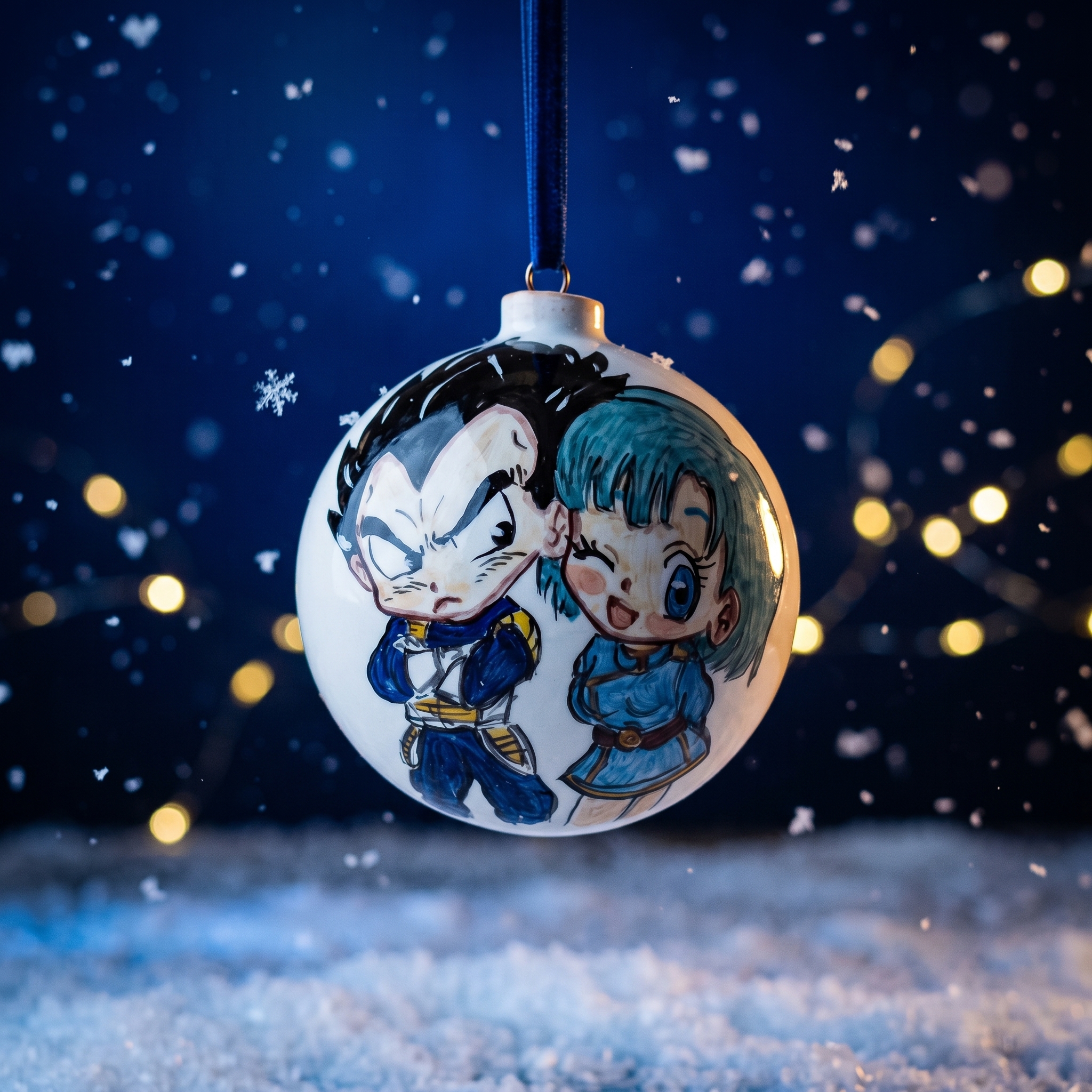 Palla Decorativa in Ceramica Vegeta e Bulma Dragon Ball Palla Decorativa in Ceramica con Coppia Manga Dipinta a Mano