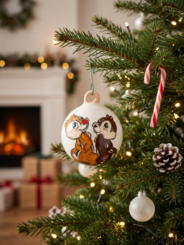 Palla di Natale in ceramica Cip e Ciop