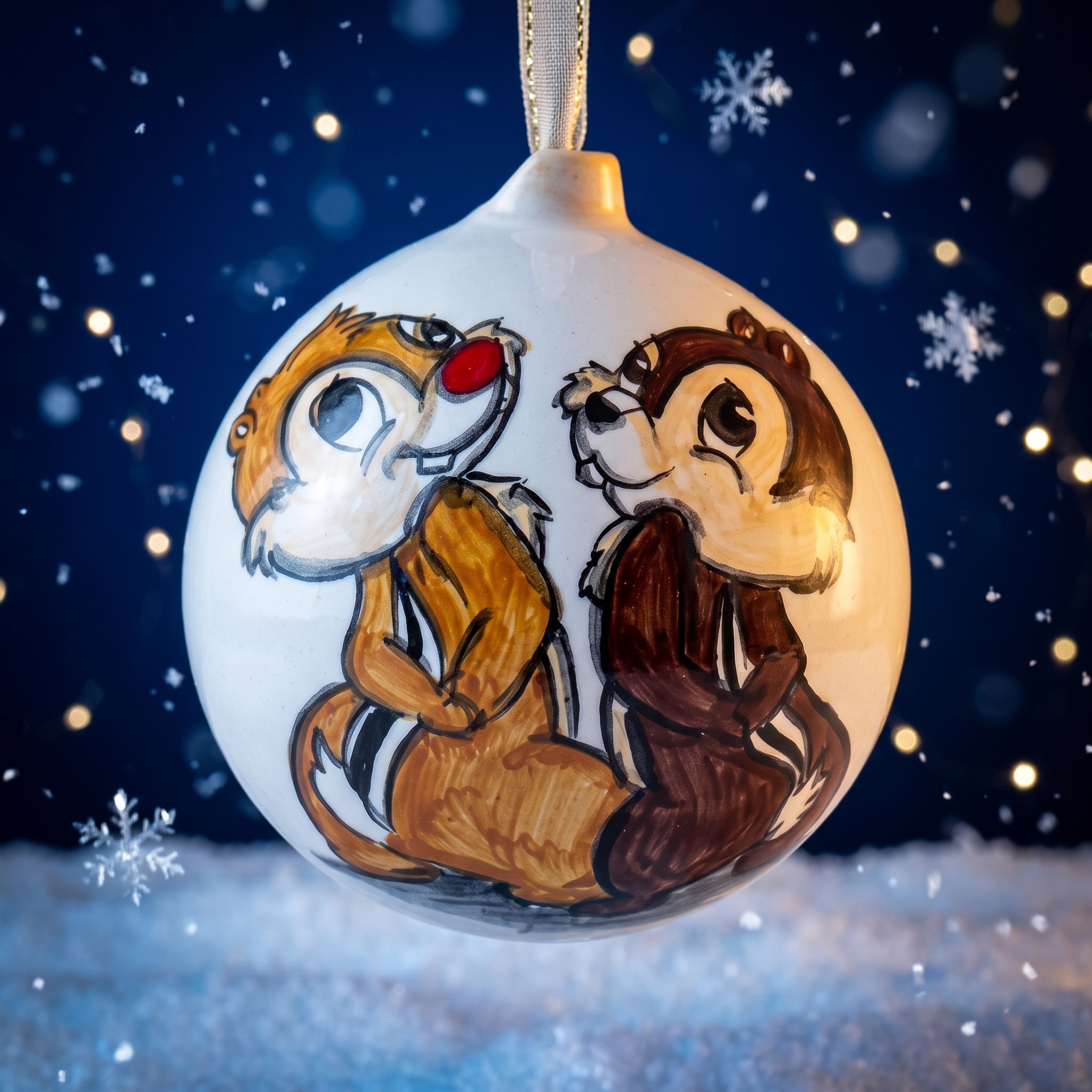 Palla di Natale in ceramica Cip e Ciop Palla di Natale in ceramica Cip e Ciop