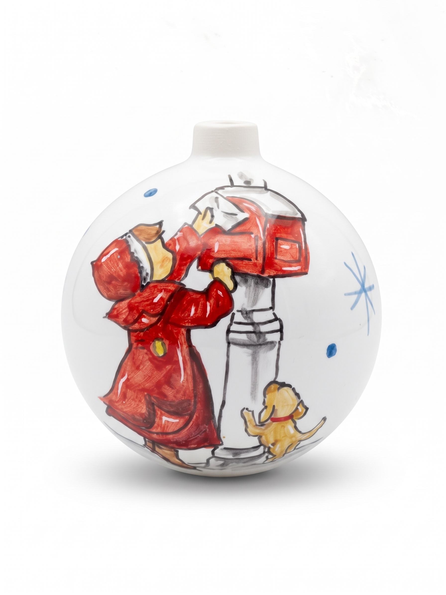 Pallina di Natale in ceramica con bimbo e letterina