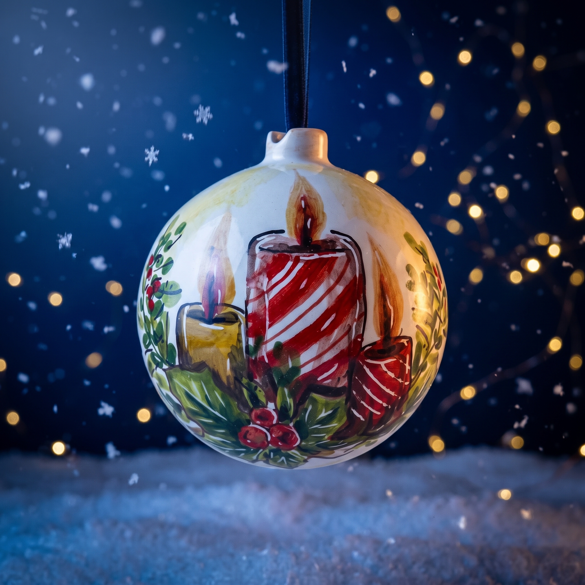 Palla di Natale in ceramica con candele Palla di Natale in ceramica con candele