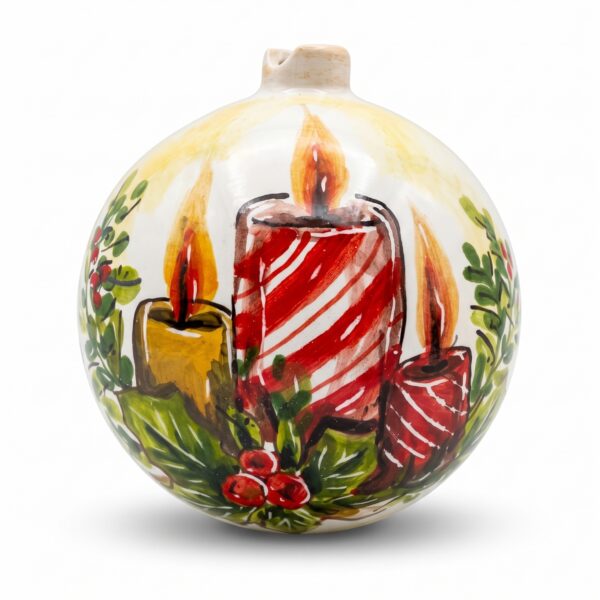 Palla di Natale in ceramica con candele
