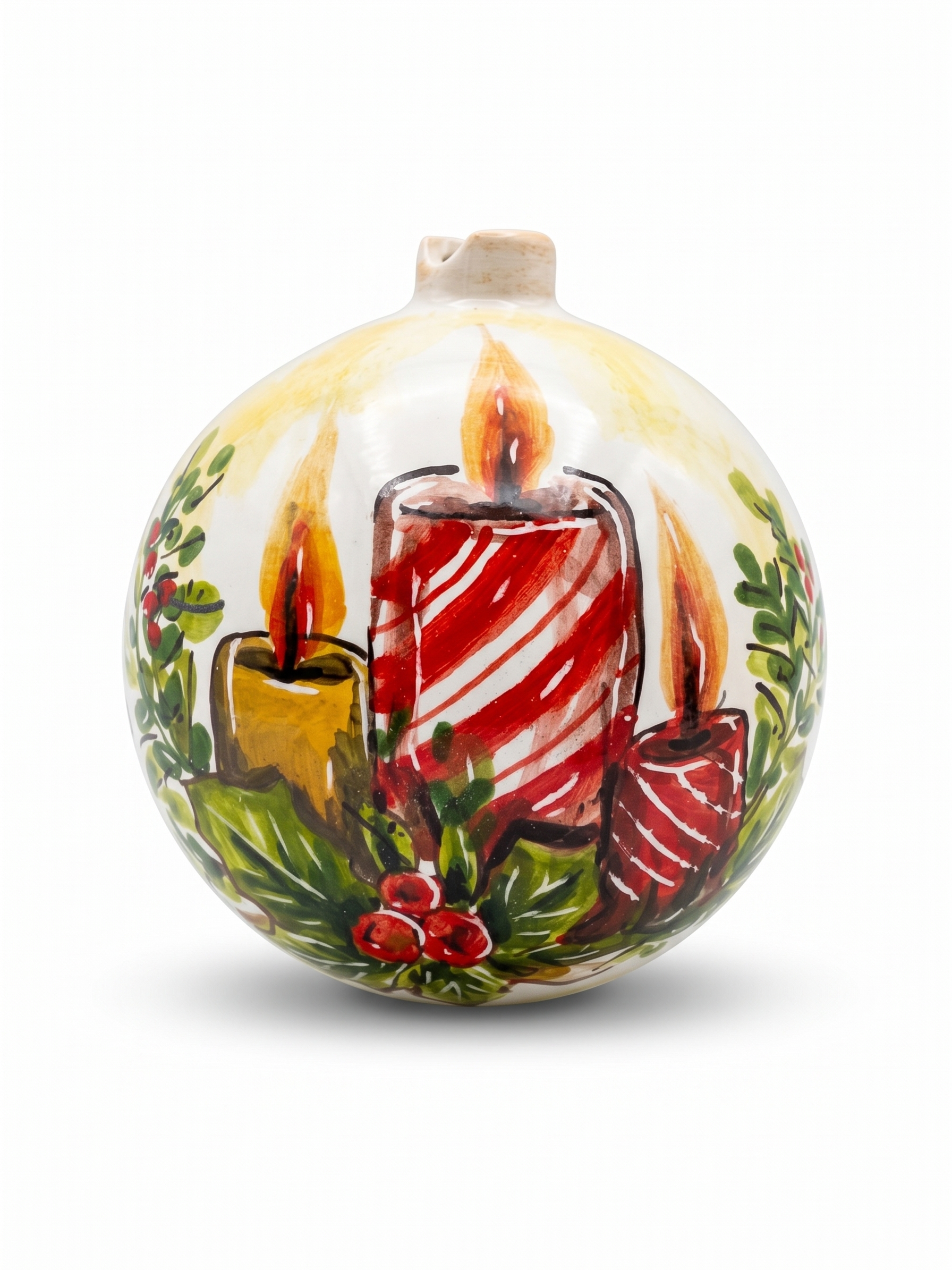 Palla di Natale in ceramica con candele