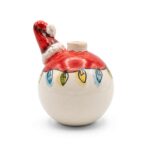 Palla di Natale in ceramica con cappello di Babbo Natale