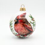Palla di Natale in ceramica con cardinale rosso
