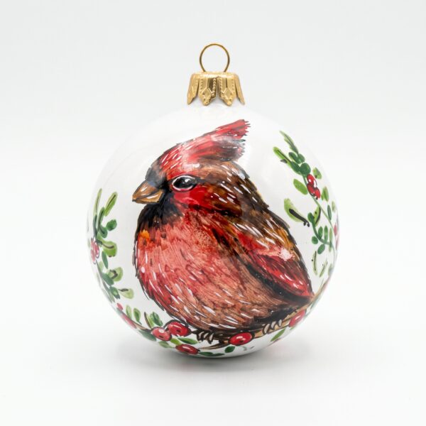 Palla di Natale in ceramica con cardinale rosso