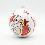 Pallina di Natale in ceramica con cicogna