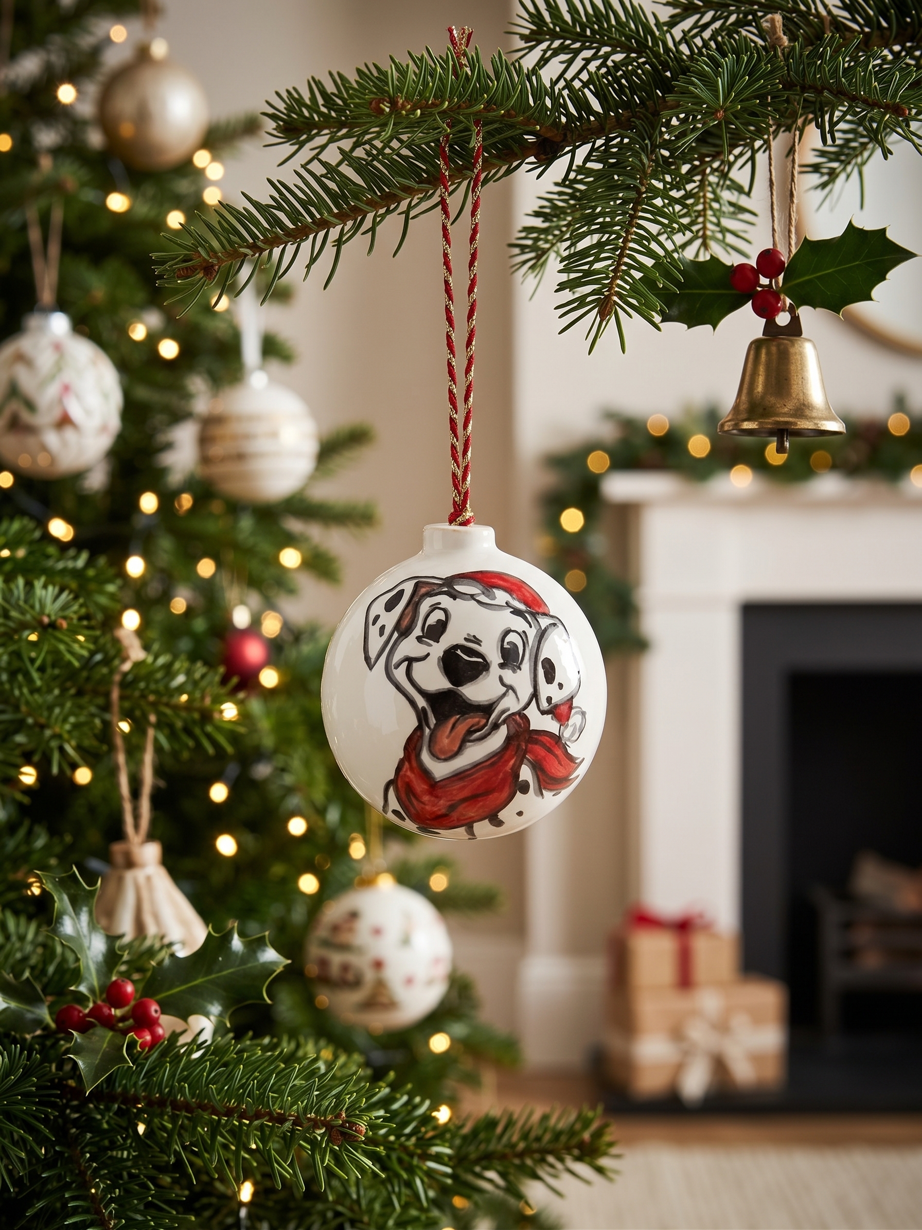 Palla di Natale in ceramica con dalmata