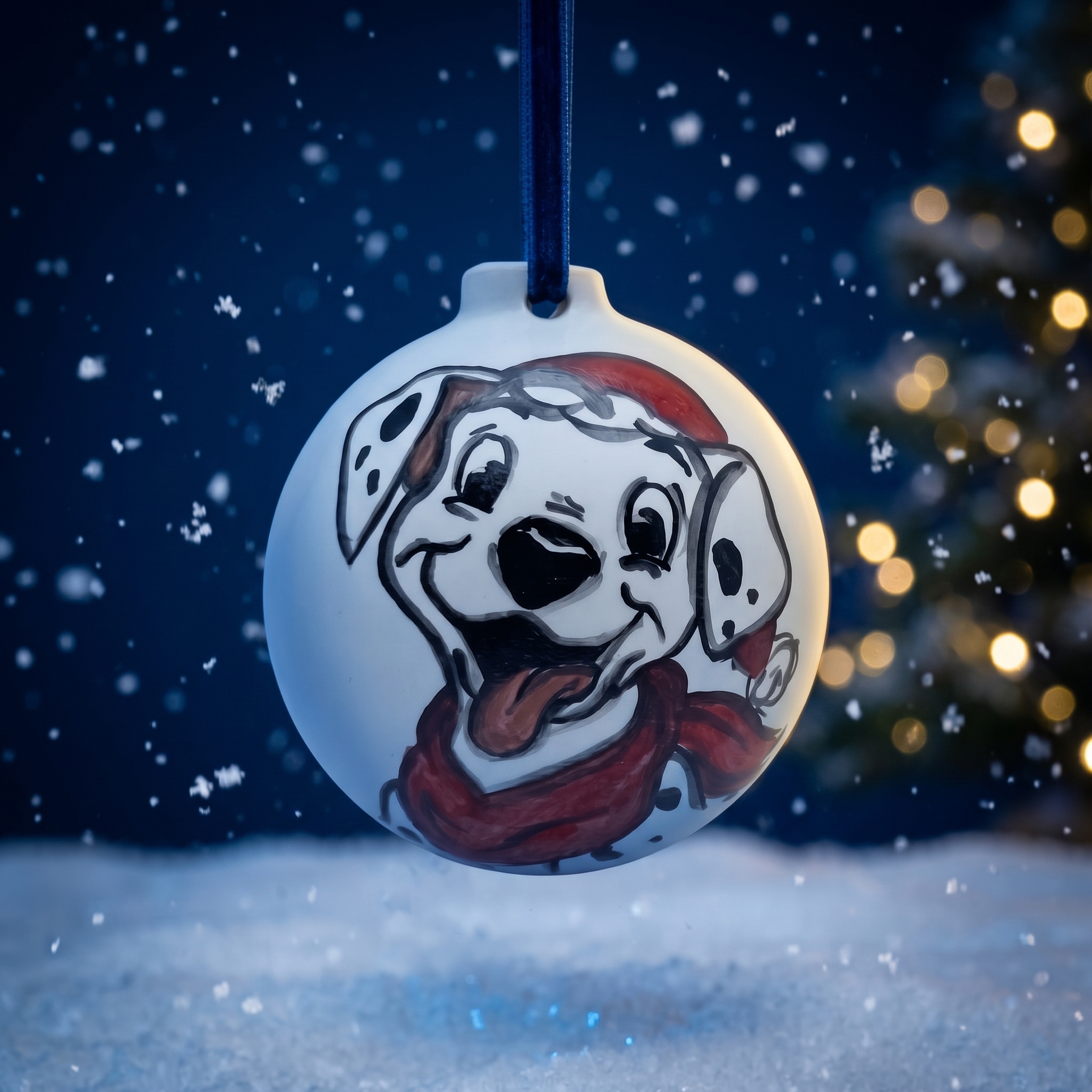 Palla di Natale in ceramica con dalmata Palla di Natale in ceramica con dalmata