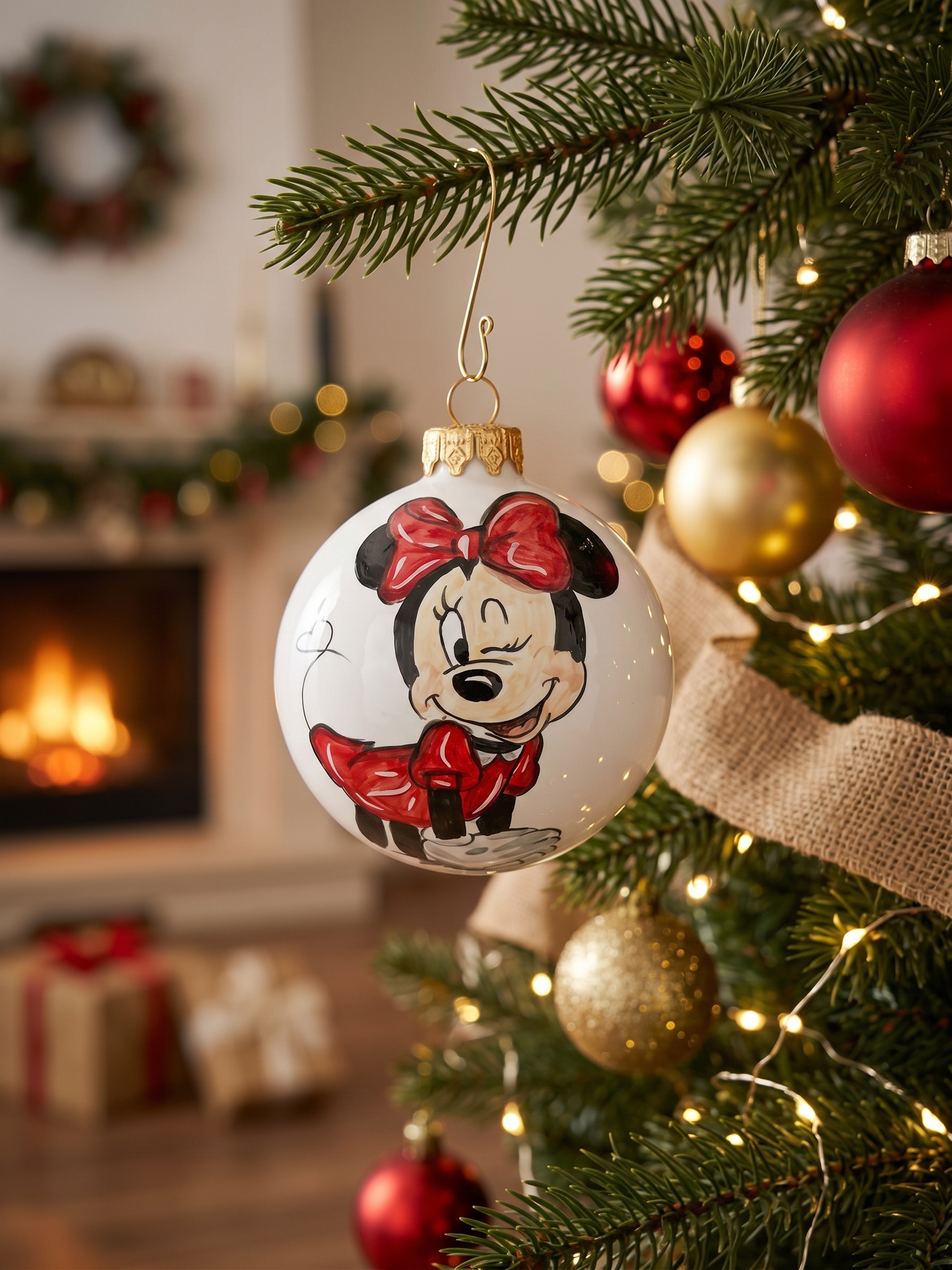 Palla di Natale in ceramica con Minni Palla di Natale in ceramica con Minni