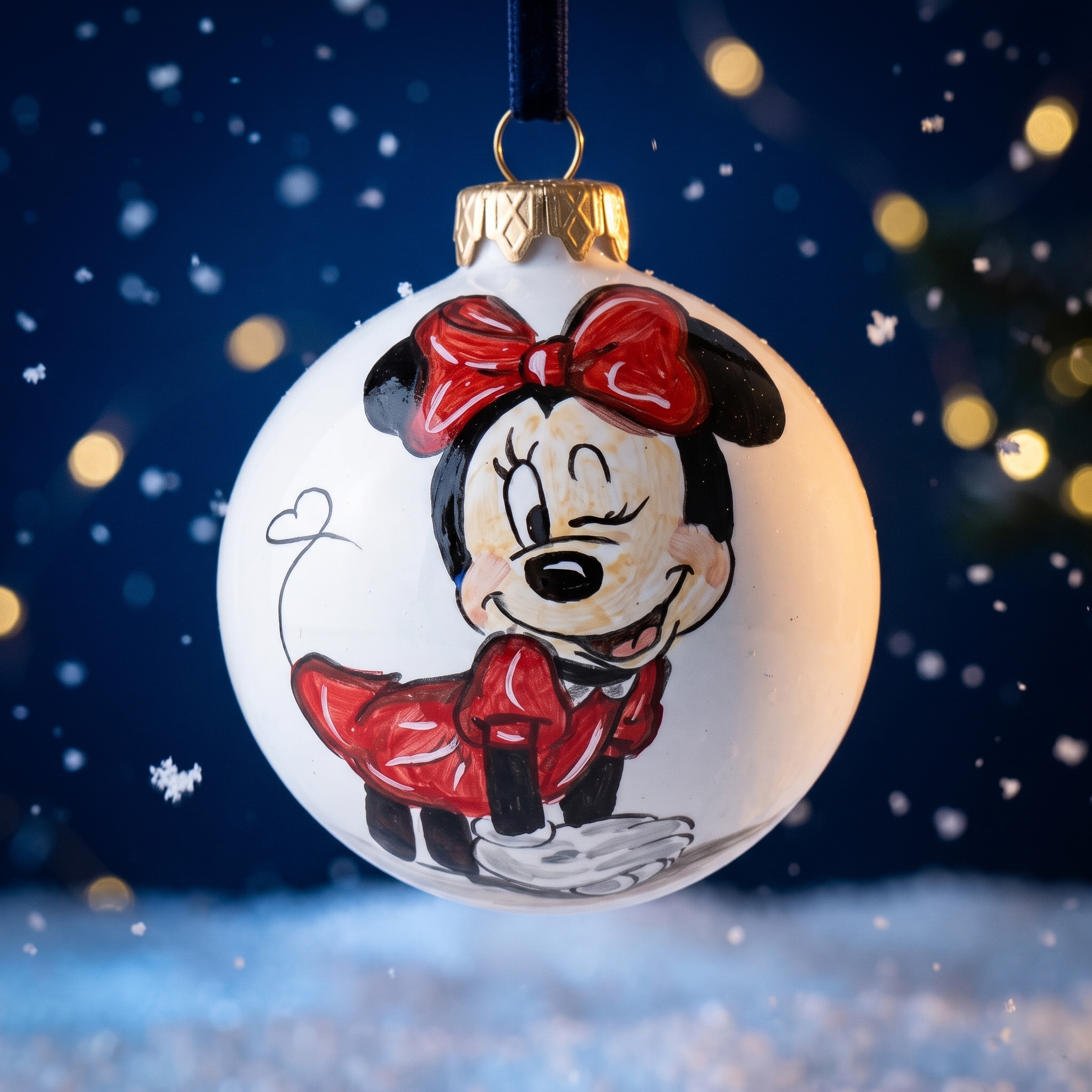 Palla di Natale in ceramica con Minni Palla di Natale in ceramica con Minni