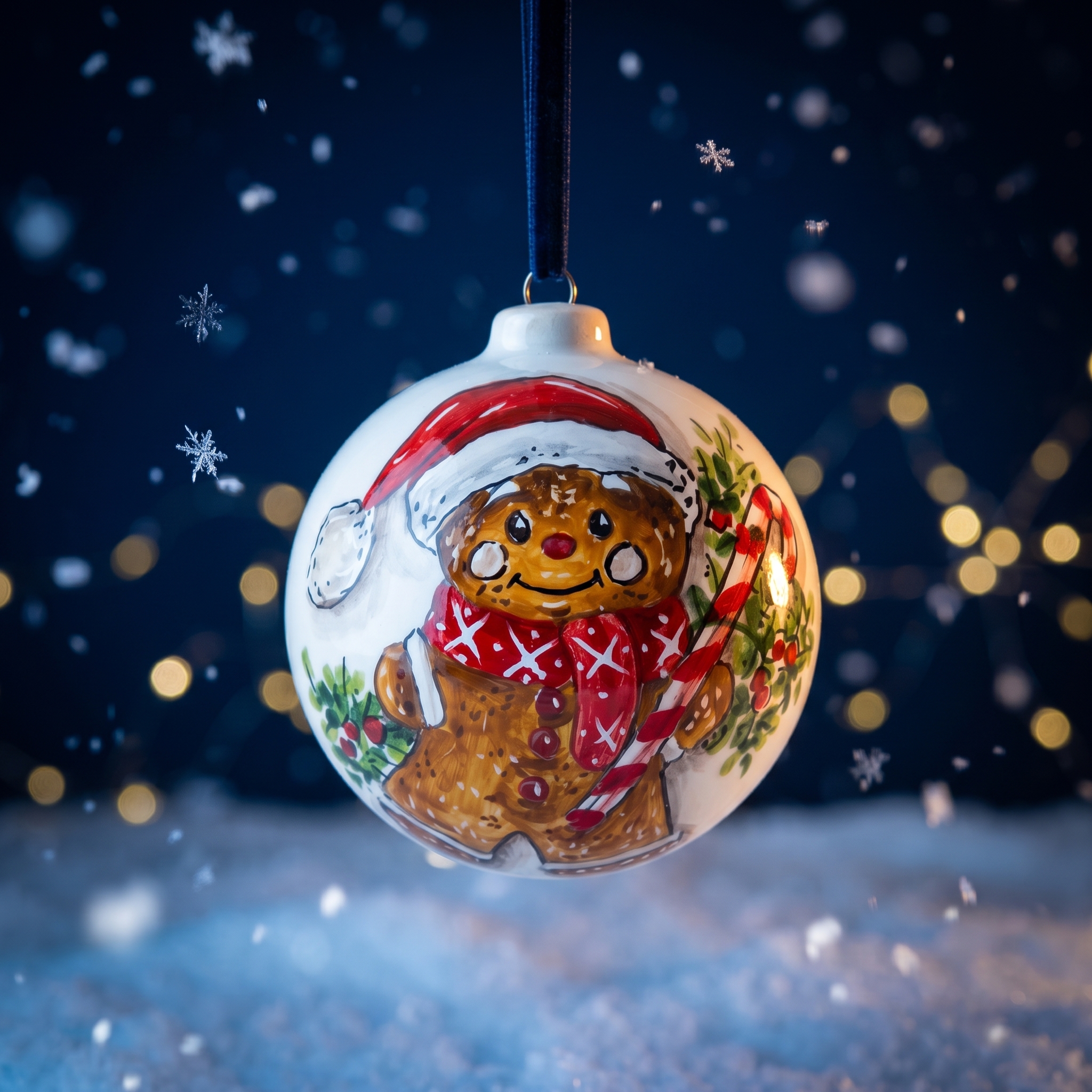 Palla di Natale in ceramica con omino pan di zenzero Palla di Natale in ceramica con omino pan di zenzero