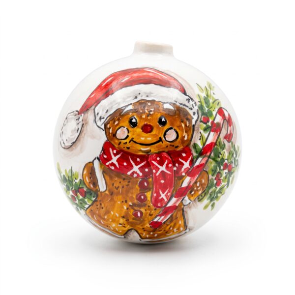 Palla di Natale in ceramica con omino pan di zenzero