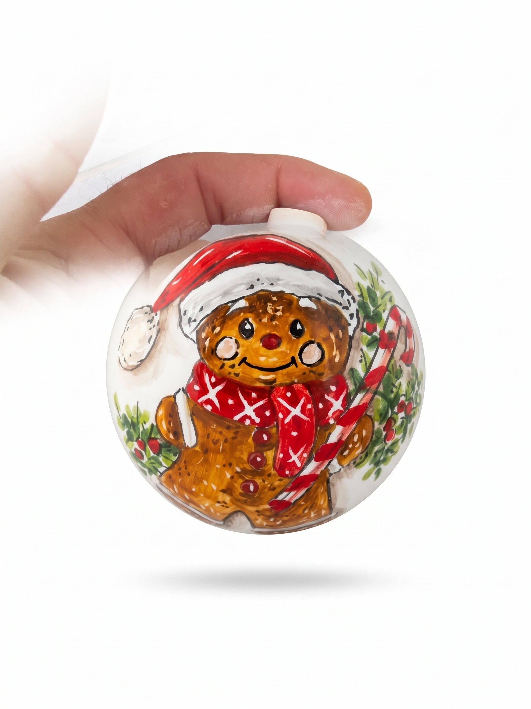 Palla di Natale in ceramica con omino pan di zenzero