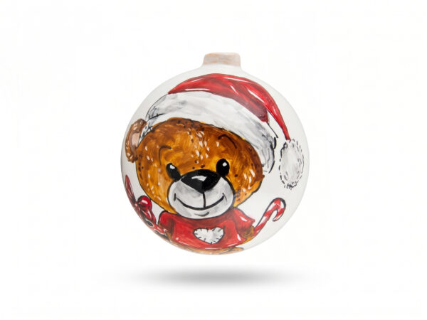 Palla di Natale in ceramica con orsetto