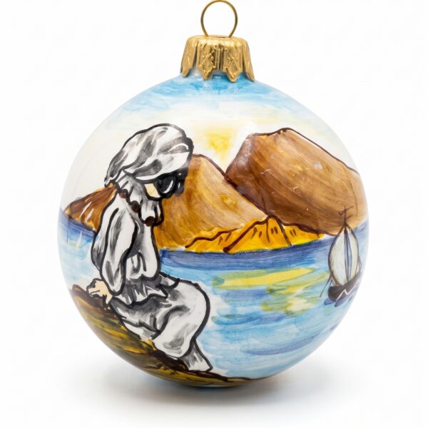 Pallina di Natale in ceramica con paesaggio marino