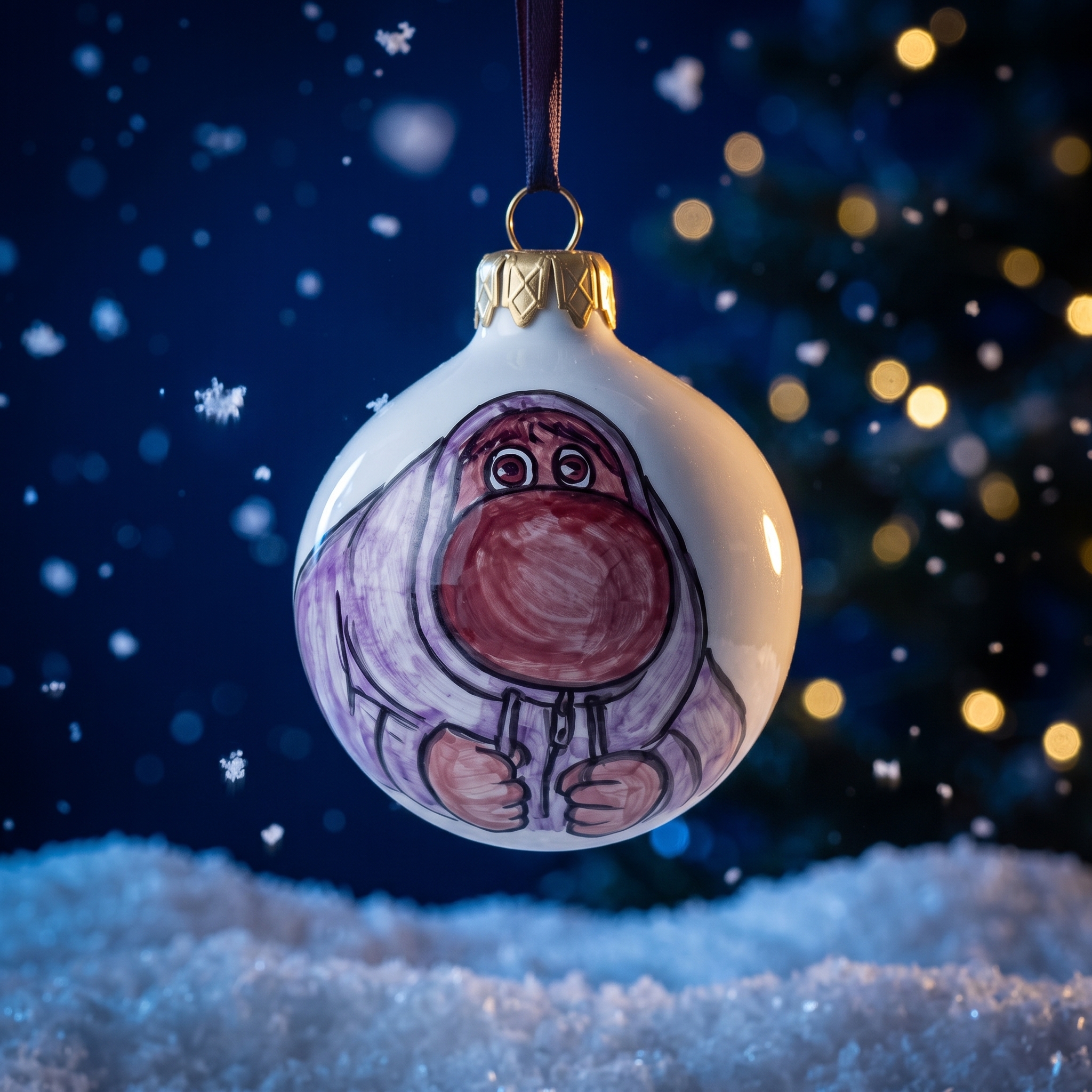 Palla di Natale in ceramica con personaggio Imbarazzo Pallina di Natale in Ceramica con Personaggio Timido