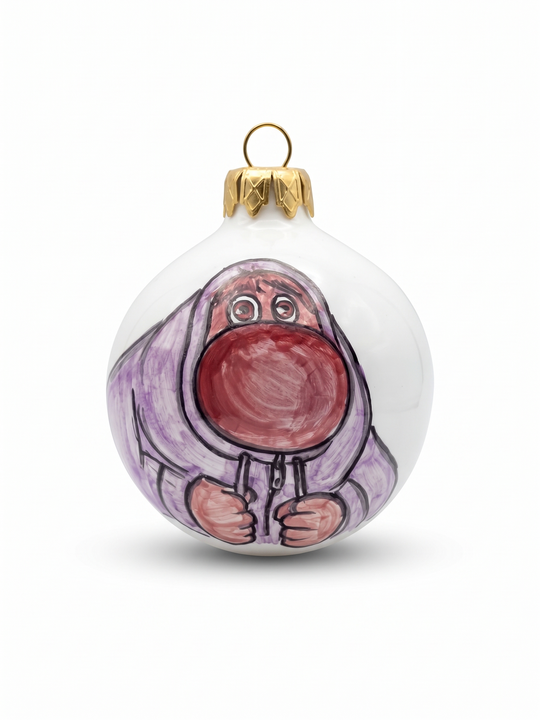 Pallina di Natale in Ceramica con Personaggio Timido