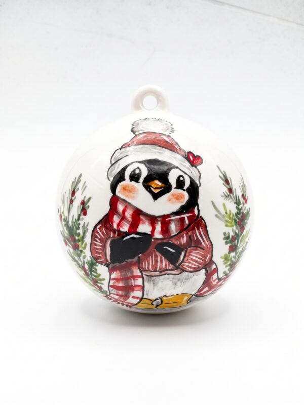 Palla di Natale in ceramica con pinguino