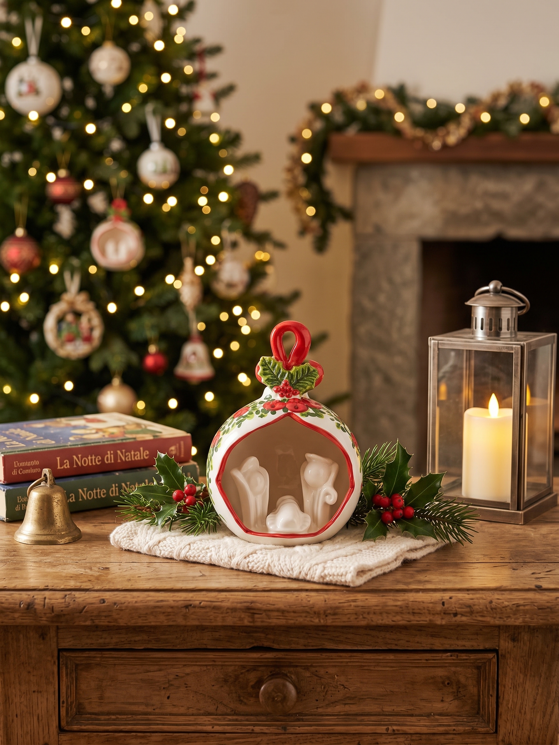 Palla di Natale in ceramica con presepe Palla di Natale in ceramica con presepe