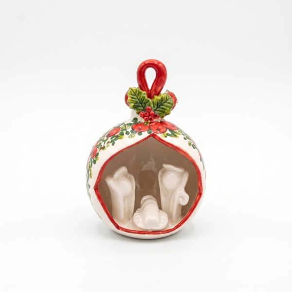 Palla di Natale in ceramica con presepe