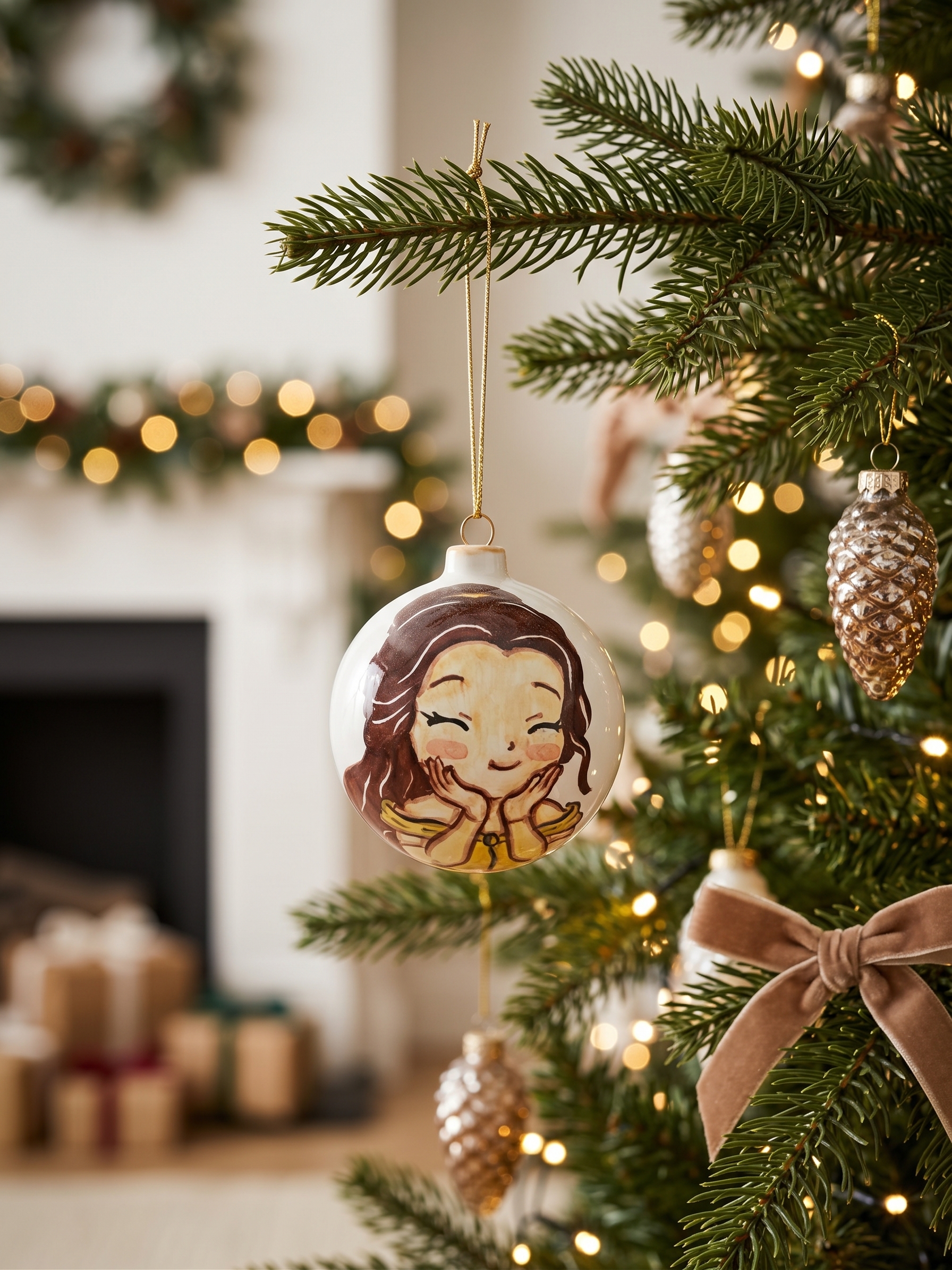 Palla di Natale in ceramica con principessa