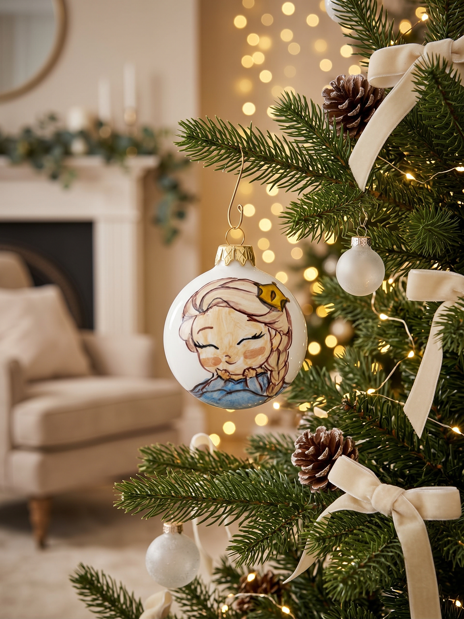 Pallina di Natale in ceramica con principessa