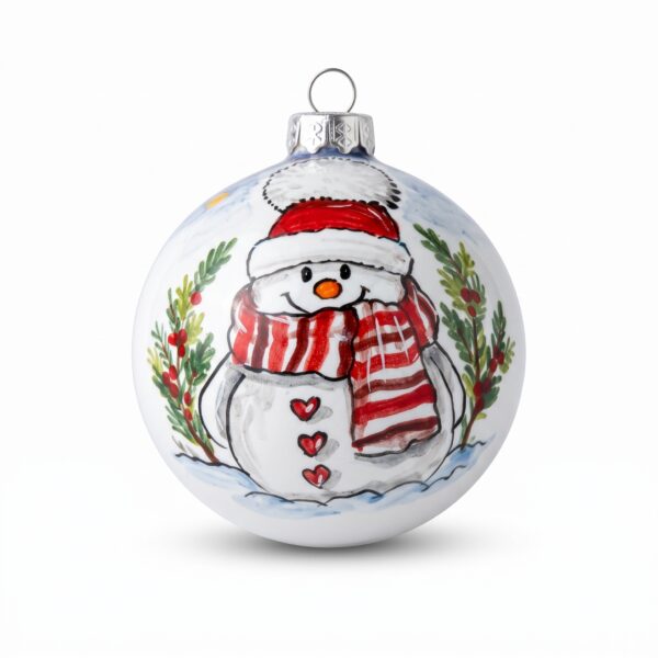 Palla di Natale in ceramica con pupazzo di neve