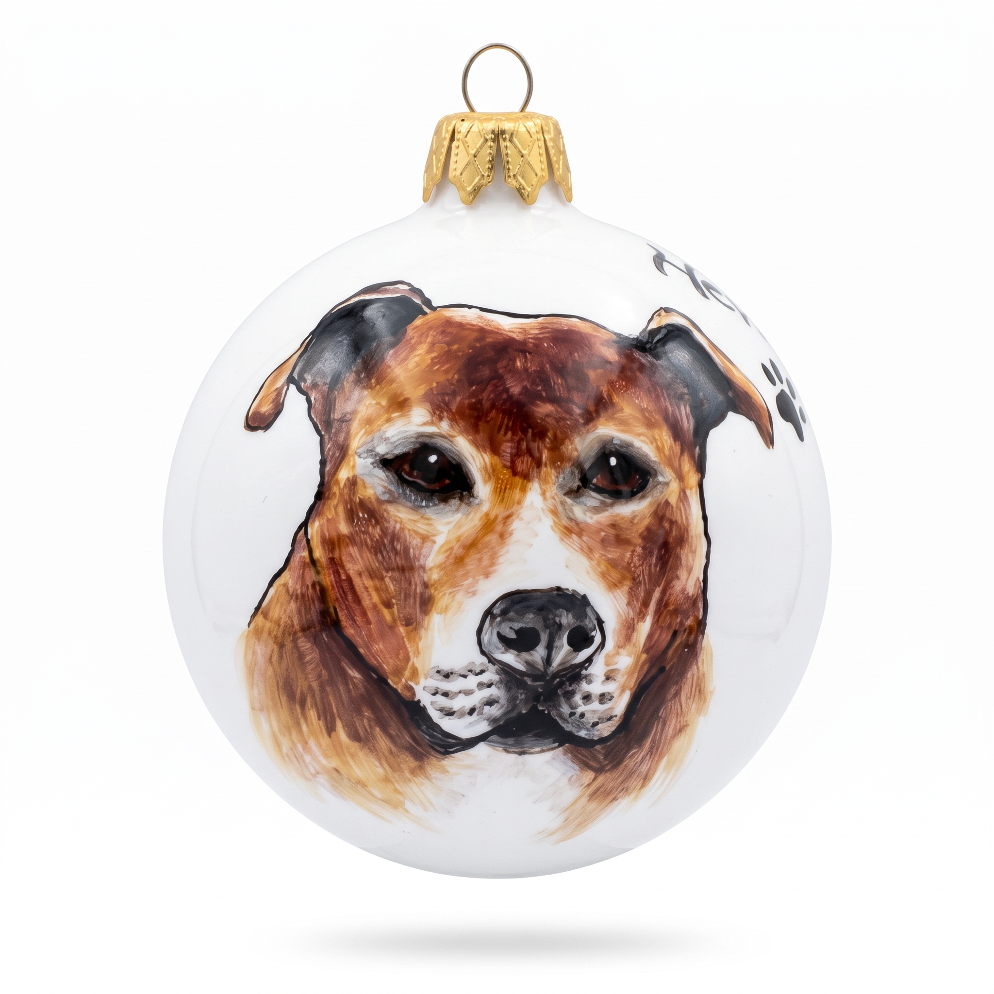Palla di Natale in ceramica con ritratto di cane Palla di Natale in ceramica con ritratto di cane