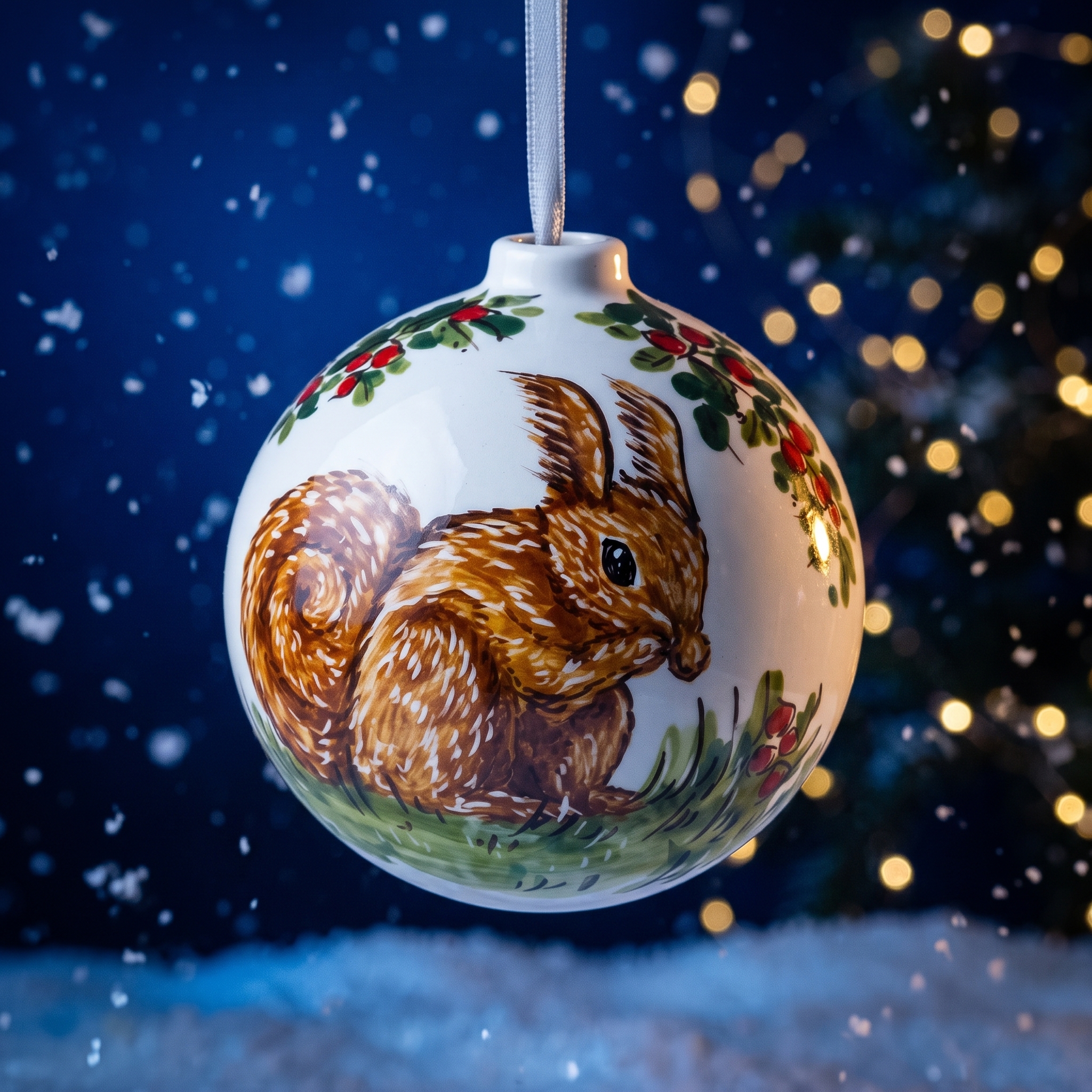 Palla di Natale in ceramica con scoiattolo Palla di Natale in ceramica con scoiattolo