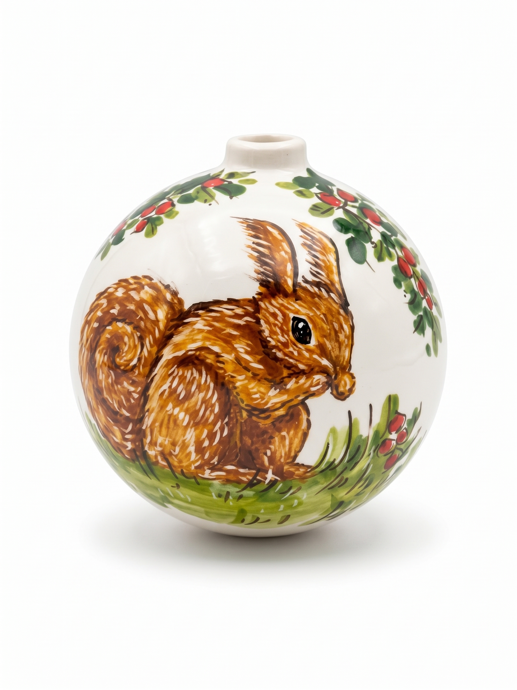 Palla di Natale in ceramica con scoiattolo