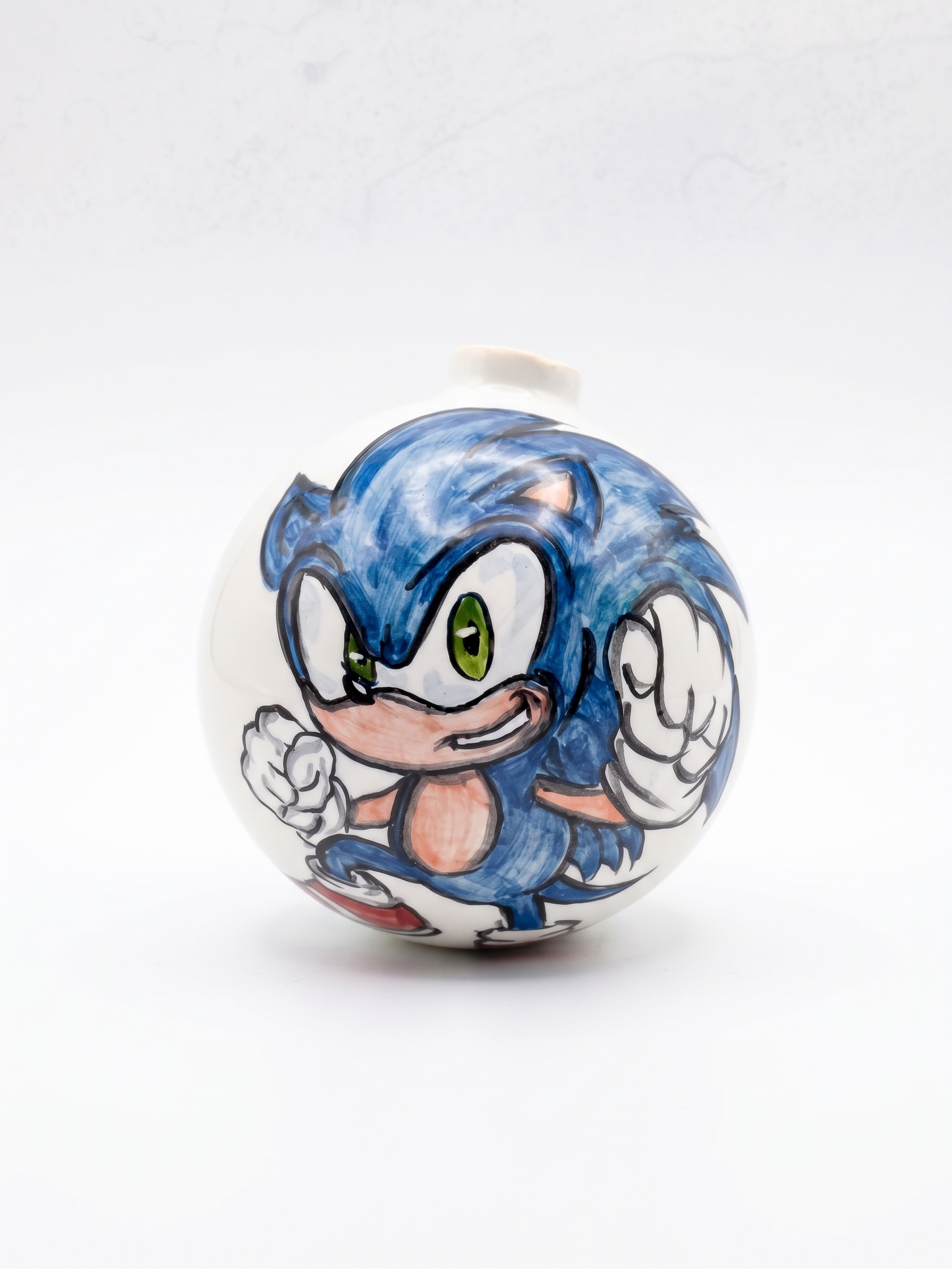 Palla di Natale in Ceramica con Porcospino Blu