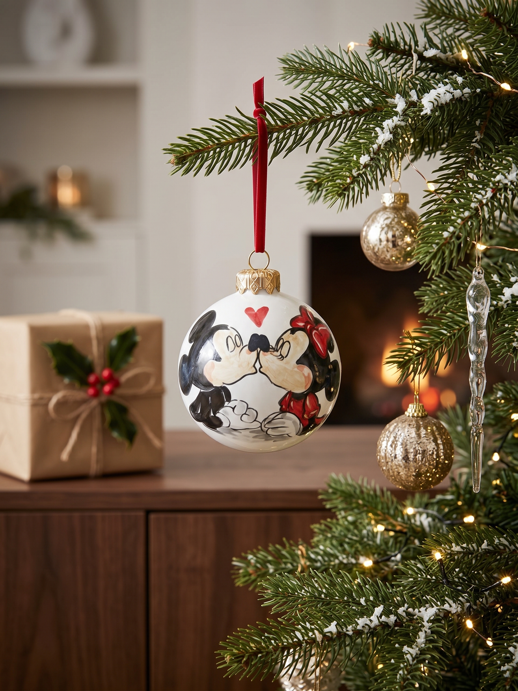 Palla di Natale in ceramica con Topolino e Minni Palla di Natale in ceramica con Topolino e Minni