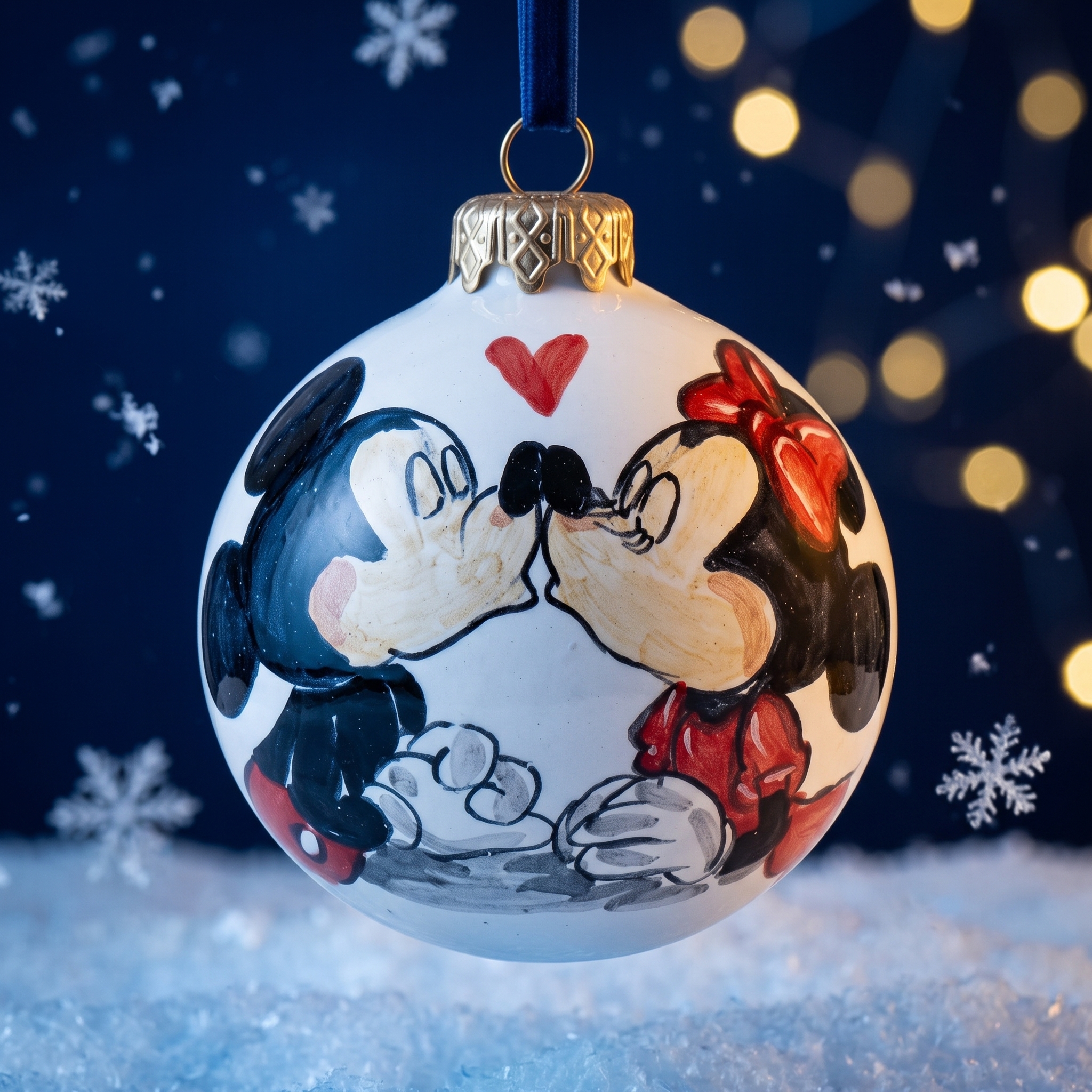 Palla di Natale in ceramica con Topolino e Minni Palla di Natale in ceramica con Topolino e Minni
